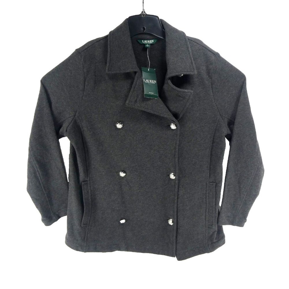 New Lauren Ralph Lauren Women's Gray Size 1X Double Breasted Pea Coat NWT $169